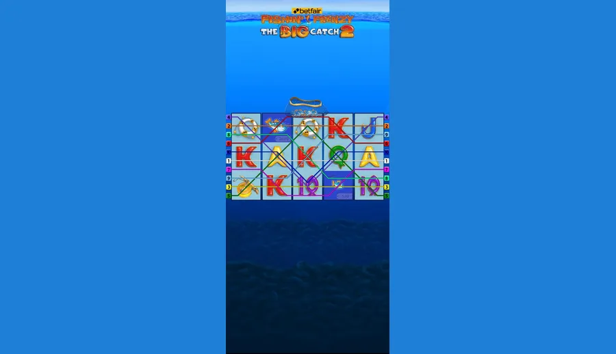 Fishin' Frenzy on mobile with the bet menu open